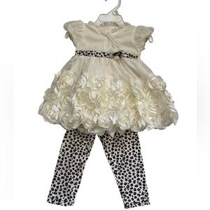 Nanette Baby Girls 2 Pc Flower Frilly Top & Legging Set NWT